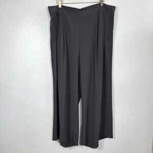 Eileen Fisher Women's 1X Gray Pleated Wide Leg Crop Pants Pull On Tencel Viscose